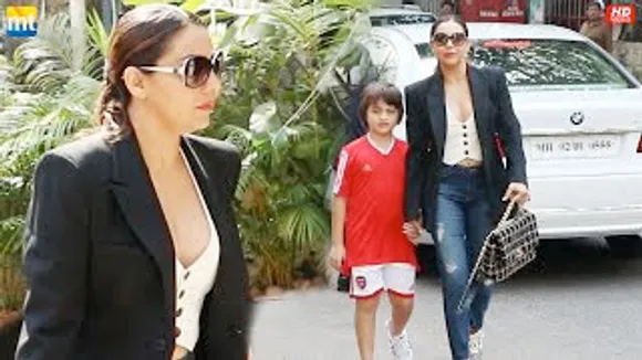 Shah Rukh Khan's son AbRam & wife Gauri Khan at the Restaurant for Lunch in his Absence