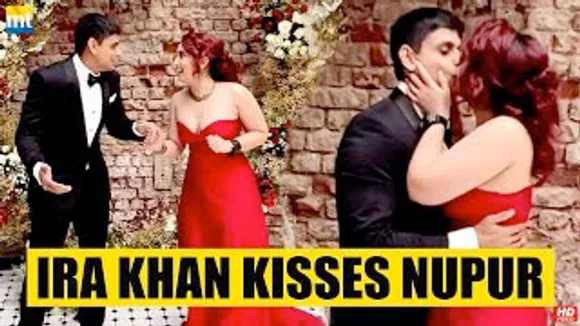 Aamir Khan's daughter Ira Khan kisses her Fiancee at the engagement ceremony