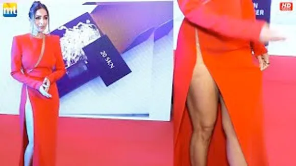 Malaika Arora looks stunning in Red Thigh Cut-out Gown at Ace Influencer Awards 2022 event