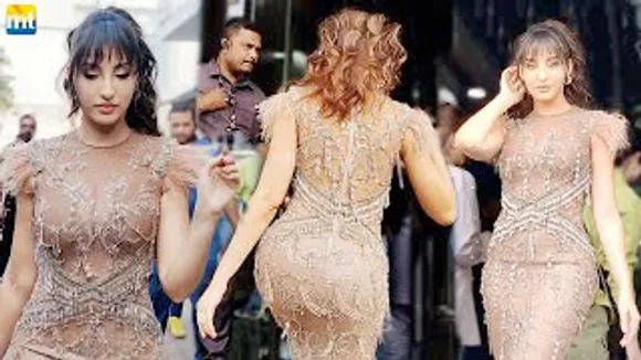 Nora Fatehi flaunts Hot figure in a Blingy beige gown On Jhalak Dikhhla Jaa 10 Sets