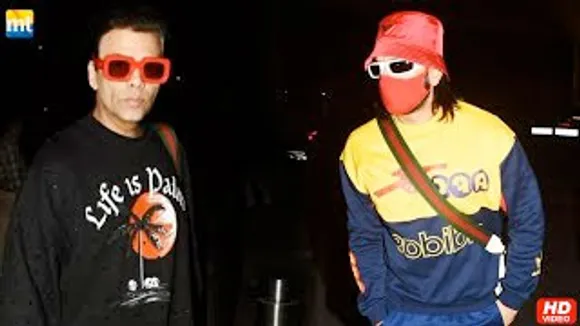'Baba Ekdum Kadak' Ranveer Singh, Karan Johar leave for Rocky Aur Rani Ki Prem Kahani shoot