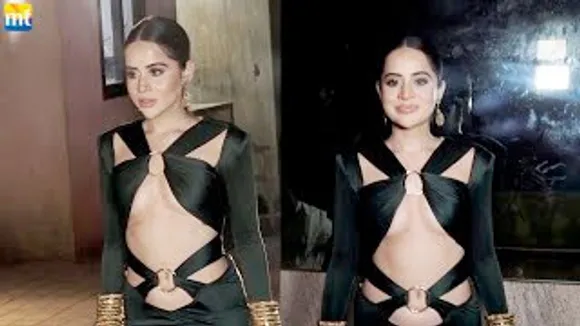 Urfi Javed in sultry Black Cut out dress attends Kacha Badam girl Anjali Arora's Birthday Party