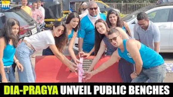 Dia Mirza unveils Benches made by Debris at Carter Road, Bandra with Pragya Kapoor