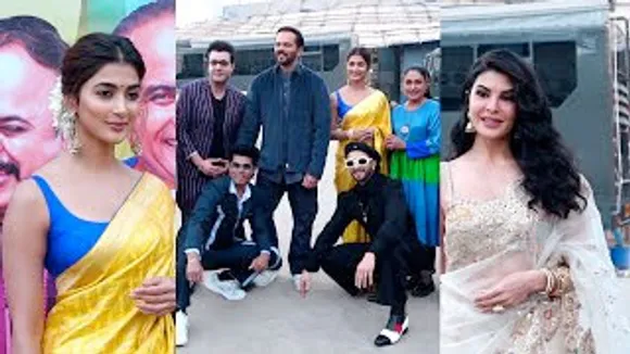 Ranveer Singh with Gorgeous Jacqueline Fernandez & Pooja Hegde On 'Maharashtrachi Hasya Jatra' Sets For 'Cirkus' Promotion