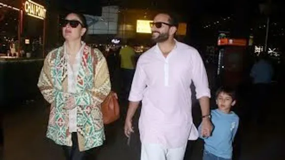 Pataudi's Family Kareena Kapoor, Saif Ali Khan & Taimur look cheerful return from Vacation