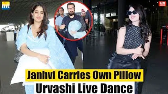 Janhvi Kapoor Carries Own Pillow Like Aamir Khan, Urvashi Rautela LIVE Dance, Neha Dhupia, Siddhant Chaturvedi At The Airport
