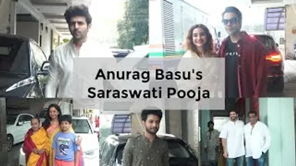 Kartik Aaryan, Rajkummar Rao, Aditya Roy Kapur, Rohit Saraf, Rupali Ganguly And Others at Anurag Basu's Saraswati Pooja