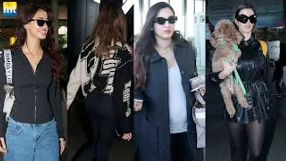 Disha Patani In Uber-Chic Look, Giorgia Andriani with her Pet, PREGNANT Gauahar Khan With Her Husband And Saiee Manjrekar Spotted At Airport
