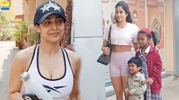 Janhvi Kapoor flaunts her Abs & poses with Kids; Malaika Arora at Yoga sessions