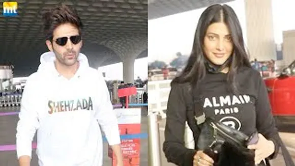 Kartik Aaryan wears Shehzada's Hoodie leaves for Event; Shruti Haasan In winter mood at airport