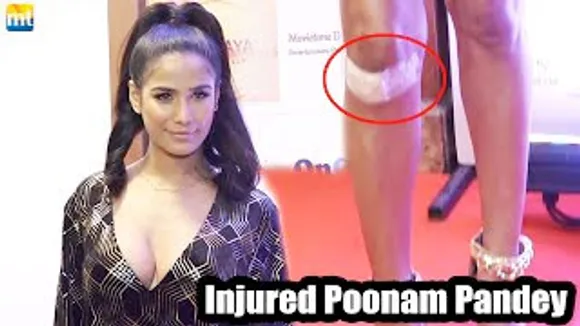 Poonam Pandey's leg's stitching visible at the trailer launch of the film