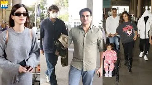 Shilpa Shetty returns from Family Vacation, Akshay Kumar's son Aarav, Shanaya Kapoor And Arbaaz Khan At Airport