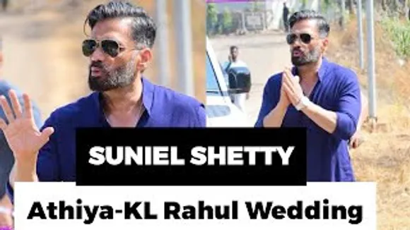 Suniel Shetty stops to meet & greet media waiting outside KL Rahul Athiya Shetty's wedding venue