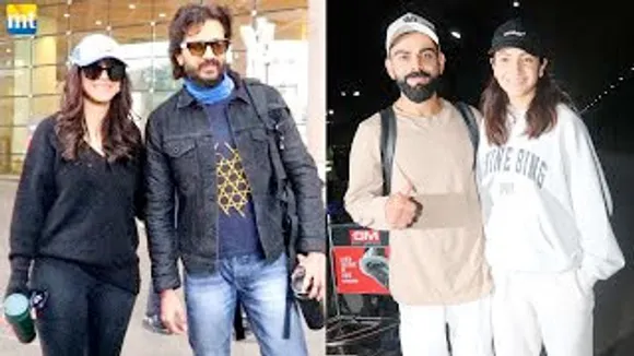 Virat Kohli & Anushka Sharma return from Vrindavan; Riteish Deshmukh & Mrunal Thakur at Airport