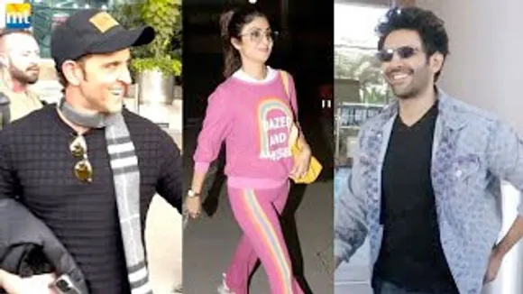 Hrithik Roshan returns from Fighter Shoot, Shilpa Shetty Returns from Indian Police Force Shoot, Shehzada Kartik Aaryan At Airport