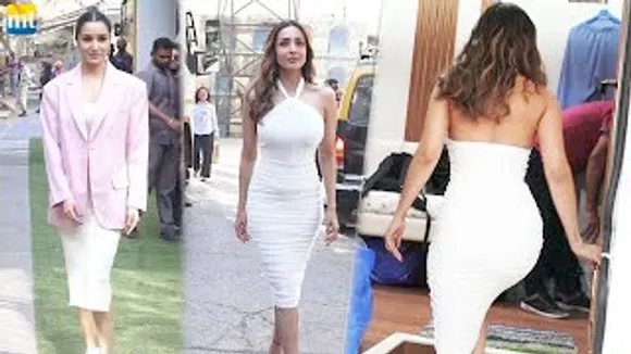 Malaika Arora in White Ruffed Bodycon Dress; Shraddha Kapoor looks Cute in Pink Coat