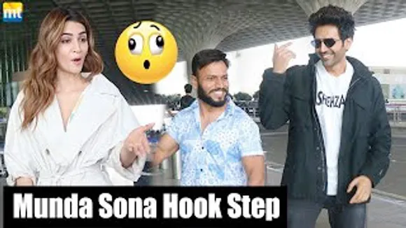 Kartik Aaryan teaches Munda Sona hook step to a Pap, Kriti Sanon Off To Agra