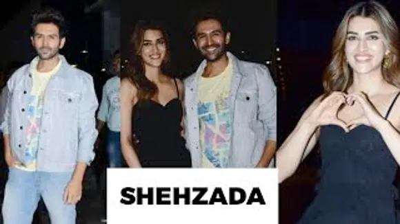Beauty In Black Kriti Sanon with Shehzada Kartik Aaryan at Mumbai College Festival