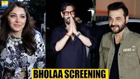 Ajay Devgn, Kanika Kapoor & Sanjay Kapoor At Bholaa Screening