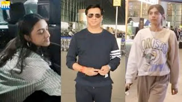 Khushi Kapoor with her BFF Tanisha Santoshi, Madhur Bhandarkar, Tarak Mehta Shailesh Lodha at airport