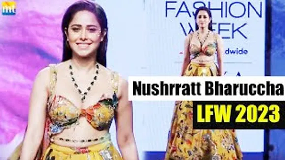 Nushrratt Bharuccha Walk Ramp For Designer Mahima Mahajan At Lakme Fashion Week 2023