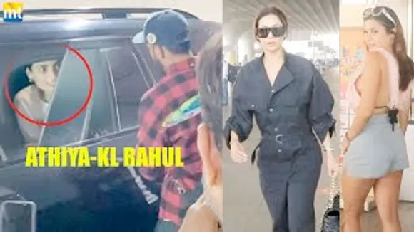 Athiya Shetty came to recevie Hubby KL Rahul, Malaika Arora in all black, Taniya Chatterjee At Airport