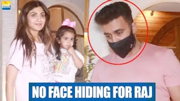 No More Face HIDING for Raj Kundra as he enjoys Pizza Party with Shilpa Shetty & Daughter Samisha