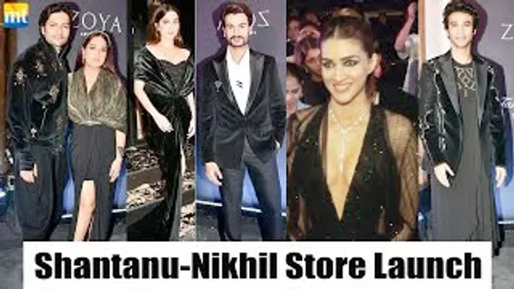 Snow Spray on Kriti Sanon, couples Sharvari Wagh-Sunny Kaushal, Richa Chadha-Ali Fazal, Babil Khan And Others At Shantanu-Nikhil Store Launch