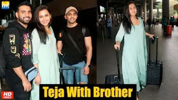 Tejasswi Prakash Arrives At Airport To Pick Up Her Brother, Carries His Luggage