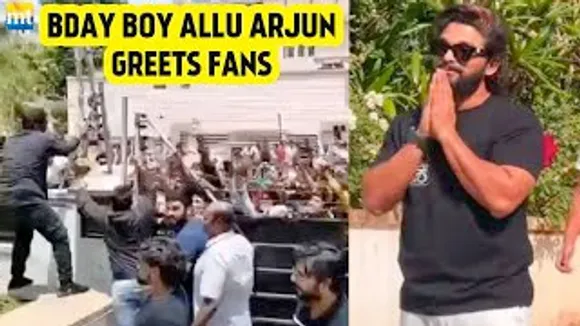 Crazy Fans Shout outside Allu Arjun's House on his Birthday as Pushpa star comes to greet them