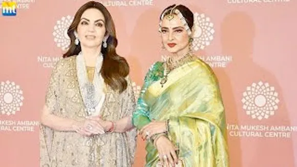 Legend Rekha in Green Sareen with Nita Ambani on Day 2 Of NMACC launch