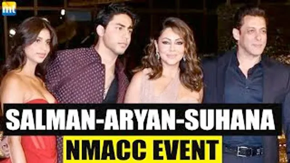 OMG! Salman Khan poses with SRK's wife Gauri Khan, kids Aryan Khan & Suhana Khan at NMACC Launch