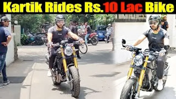 Kartik Aaryan rides on New Ducati Scrambler 1100 Bike worth 10 Lakhs after Gym