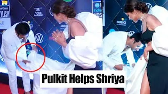 Viral Video : Pulkit Samrat Helps Shriya Saran when her dress caught under her stiletto heels