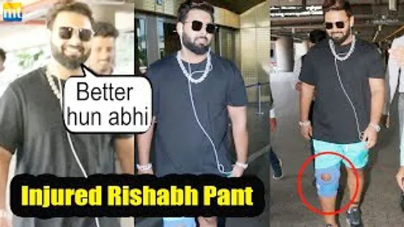 Rishabh Pant seen with Knee cap at the airport, gives an update on his health after accident