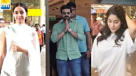 RRR Star Ram Charan's Lands in Mumbai, Janhvi Kapoor & Ananya Panday In Desi Look, Couple Sharvari-Sunny Kaushal At Airport