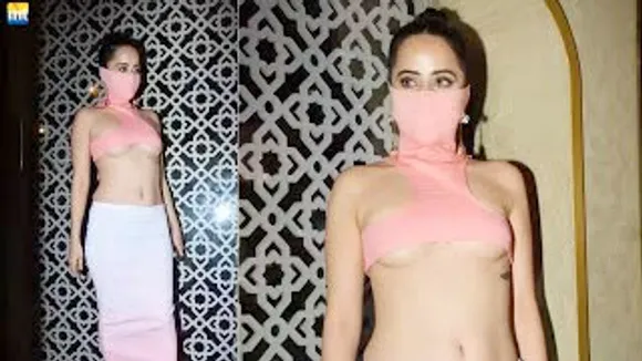 Urfi Javed wears a bizarre masked pastel co-ord set, slamming her for ‘showing too much skin'