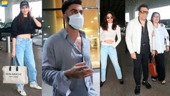 Alia Bhatt comes to Receive Hubby Ranbir Kapoor, Govinda with wife, Ishaan Khatter, Sobhita Dhulipala & Karishma Tanna At The Airport