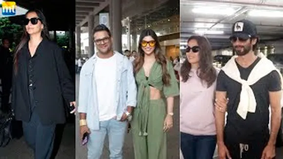 Khesari Lal Yadav With Akanksha Puri, Sonam Kapoor, Shahid Kapoor-Mira Rajput & Sonu Sood With Family At Airport