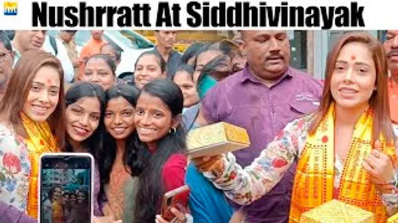Nushrratt Bharuccha Gets Mobbed, distributes Prasad to Paps at Siddhivinayak Temple, Tanisha Santoshi & Ekta Kapoor Also Visit The Temple