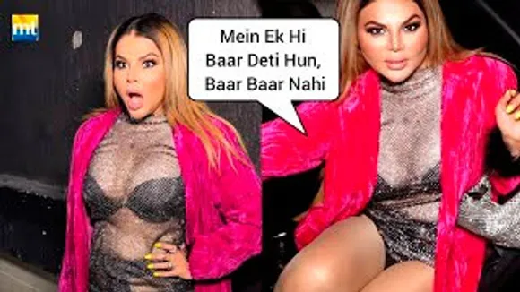 OOPS! बार बार नही देती, Ek hi baar देती हूं - Rakhi Sawant in Pink Open long Jacket
