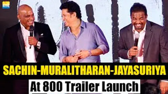3 Cricket Legends Sachin Tendulkar, Muttiah Muralitharan & Sanath Jayasuriya At 800 The Movie Trailer Launch