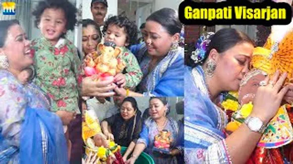 Comedian Bharti Singh With Her Son Gola Dance On Visarjan Aarti Of Their Ganpati At Home