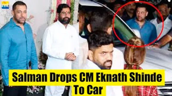 Salman Khan Drops CM Eknath Shinde To Car After Taking Blessings Of Ganpati Bappa At His Sister's House