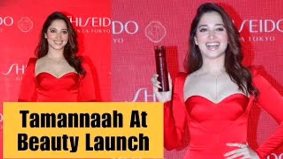 Is Tamannaah Bhatia in Christmas Vibes? oozes glamour in this stunning red dress At Shiseido Store Launch