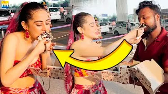 Urfi Javed in Navratri Vibes, apna झुठ्ठा Bday Cake सब paps को खिलाया netizen says RIDICULOS