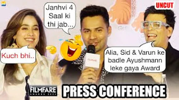 Janhvi Kapoor, Varun Dhawan & Karan Johar FUNNY Moments At Filmfare Awards 2024 Press Conference - Uncut