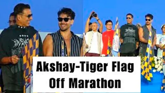 Akshay Kumar and Tiger Shroff Flag Off The Biggest Marathon At Atal Setu Sea Bridge