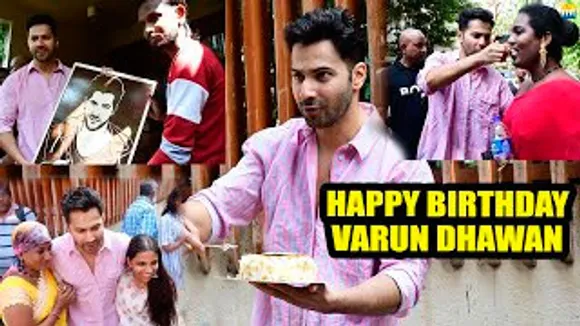 Varun Dhawan Celebrates his Birthday With Media, Womens Who Came From Village