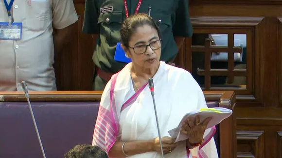 West Bengal Chief Minister Mamata Banerjee speaks during a special session of the state Legislative Assembly, in Kolkata, Tuesday, Sept. 3, 2024.